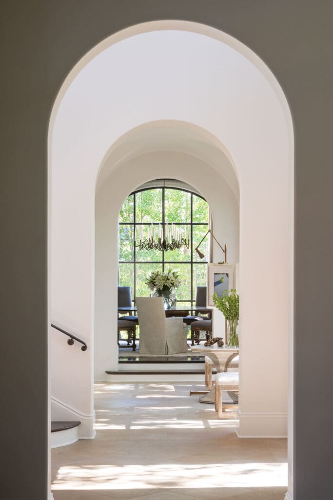 A glimpse of a dining room designed by Marcus Mohon (Photo by Peter Vitale)