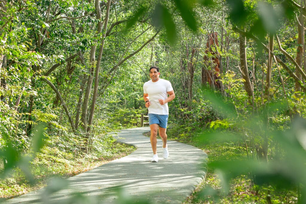 Surrounded by forest views, guests enjoy a peaceful setting on The Houstonian's 27-acre oasis. (Photo by Emil Jraissati, 5+8)