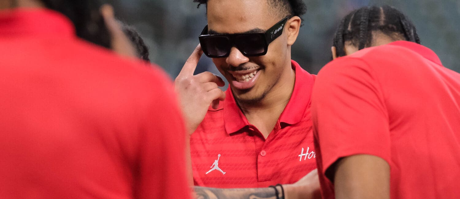 The Houston Astros honored the University of Houston Cougars men’s basketball team, and coach Kelvin Sampson, who threw out the ceremonial first pitch before the ballgame against the Toronto Blue Jays at Daikin Parrk
