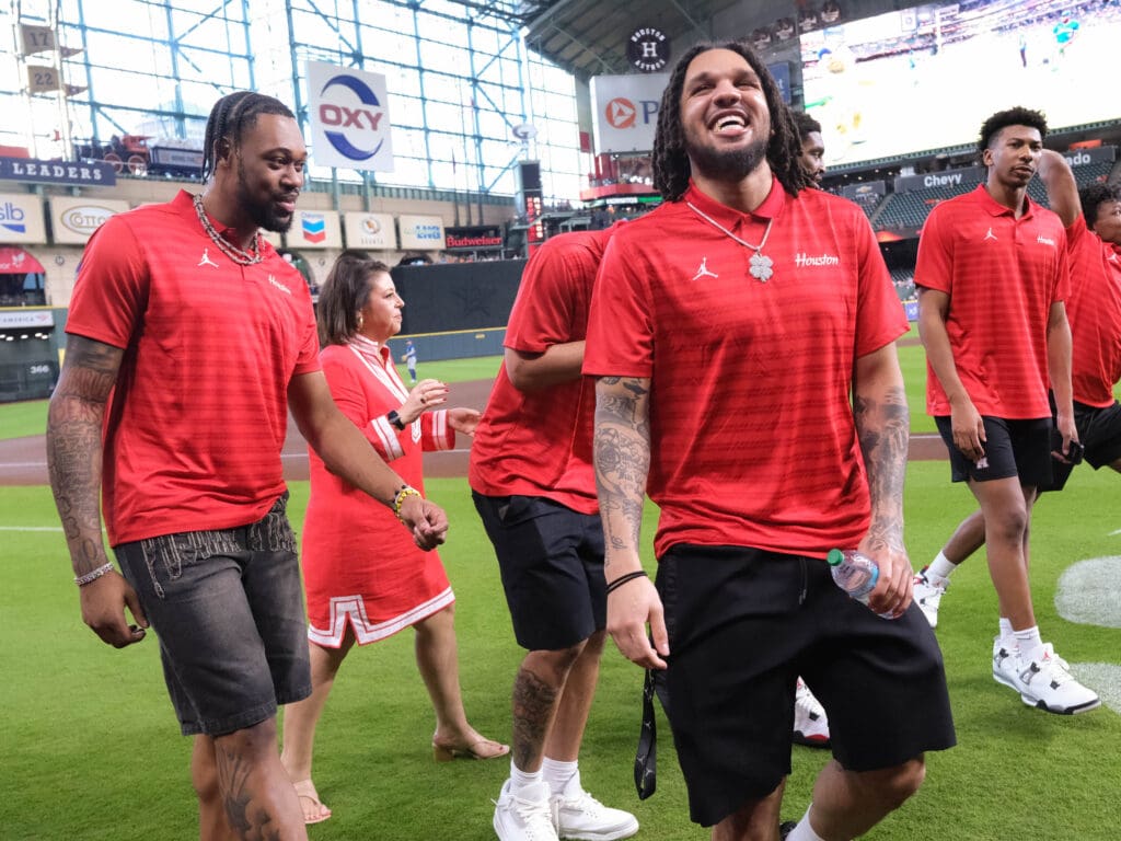 J'Wan Roberts and Emanuel Sharp will miss all the fun they had together playing for Kelvin Sampson at the University of Houston. (Photo by F. Carter Smith)