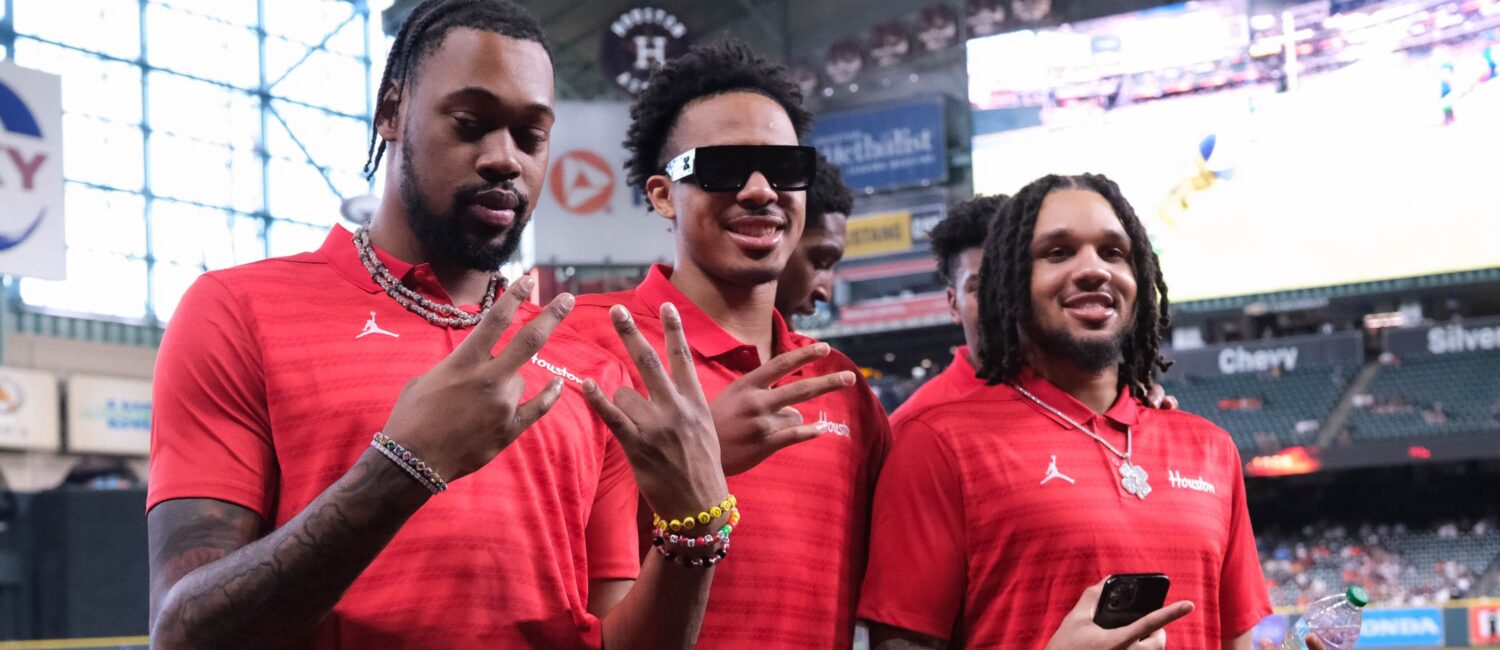 University of Houston Cougars men’s basketball team dejected after loss to Florida Gators in the NCAA Final Four Championship game Monday night in the Alamodome, April 7, 2025