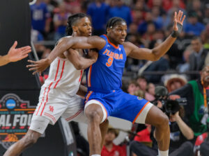 University of Houston Cougars men’s basketball team takes on the Florida Gators in the NCAA Final Four Championship game Monday night in the Alamodome,