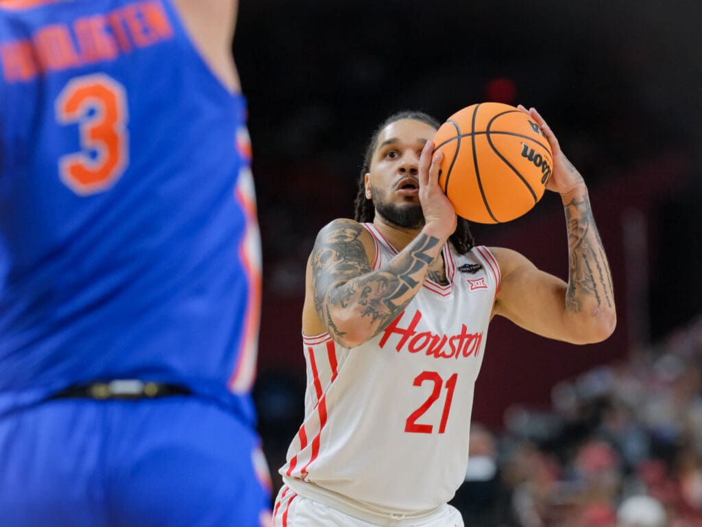 University of Houston Cougars men’s basketball team takes on the Florida Gators in the NCAA Final Four Championship game Monday night in the Alamodome, April 7, 2025