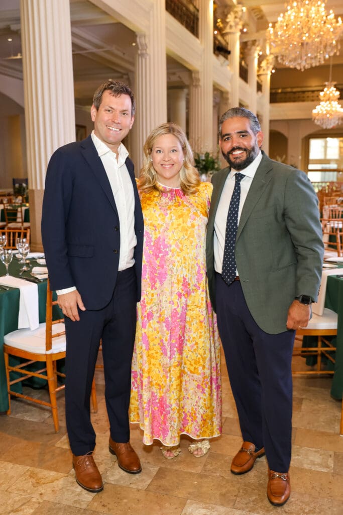 Houston Classical Charter School gala chairs Scott & Sarah Barrett are joined by school CEO Deyvis Salazar at the recent gala. 