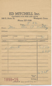 The Mitchell’s first store receipt, 1958. (Courtesy)