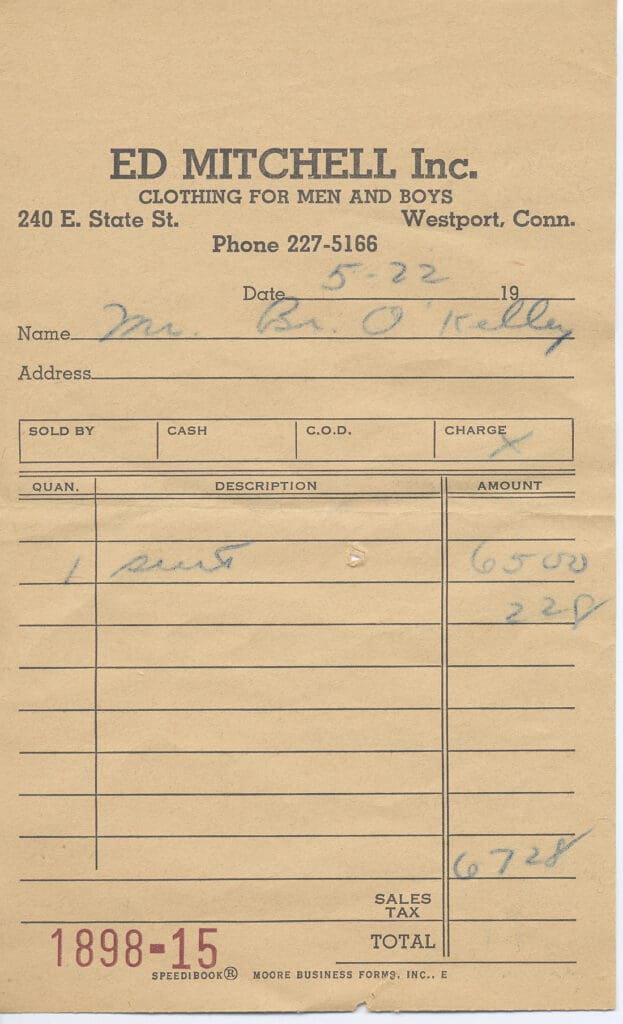 The Mitchell's first store receipt, 1958. (Courtesy)