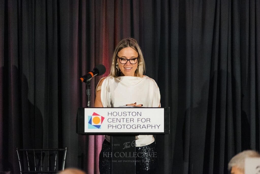 Co-chair Gin Braverman at the Houston Center for Photography 2025 Auction & Gala (Photo by Kelly Hornberger Photography)