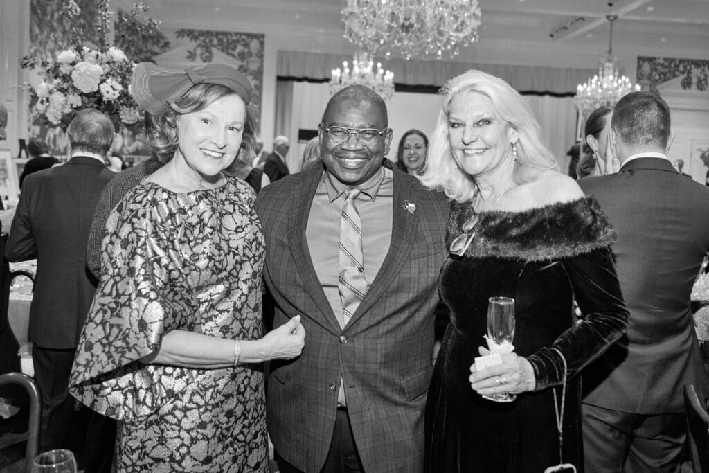 Minnette Boesel, Dr. Don Williams, Alison Bell at The Heritage Society's 70th Platinum Jubilee Anniversary. (Photo by PWL Studio, Fulton Davenport)