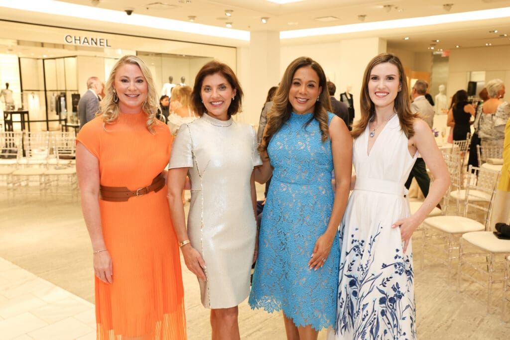 March of Dimes' Jen Torres, luncheon chairs Stacey Lindseth and Heidi Smith, Neiman Marcus' Heather Almond at the Best Dressed announcement party.  (Photo by Priscilla Dickson)