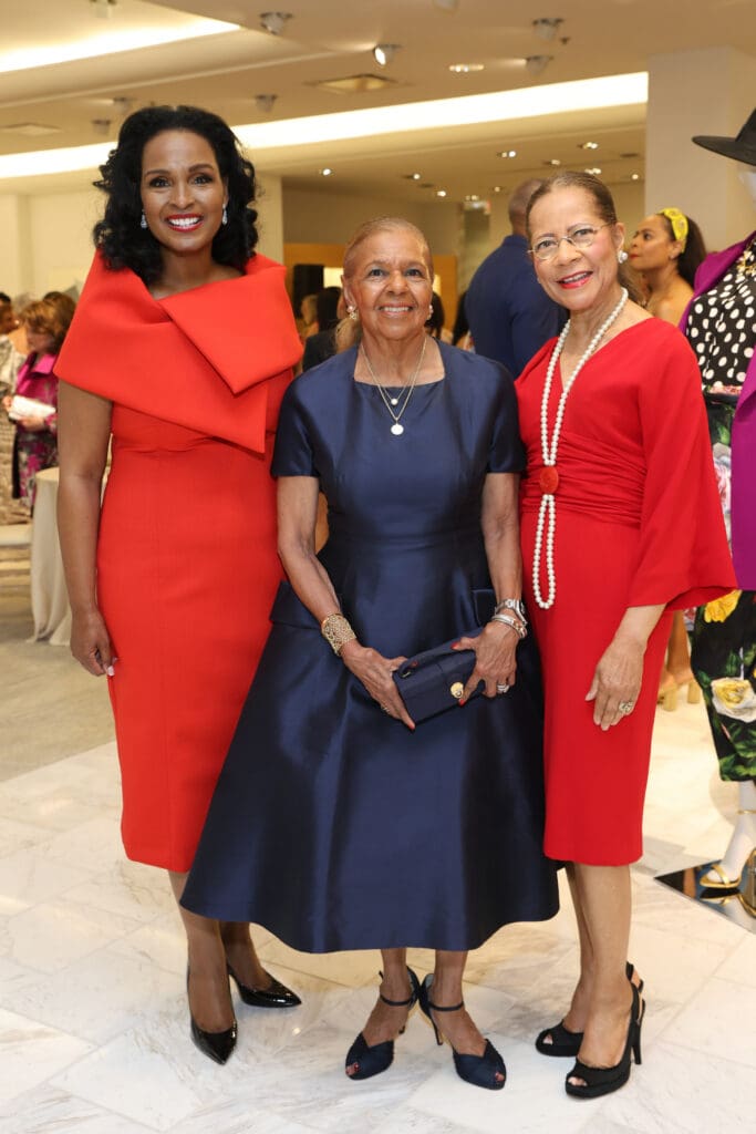 Honoree Winell Herron, Dr. Yvonne Cormier, Merele Yarborough at the PaperCity Philanthropy in Fashion Best Dressed announcement party at Neiman Marcus.  (Photo by Priscilla Dickson)