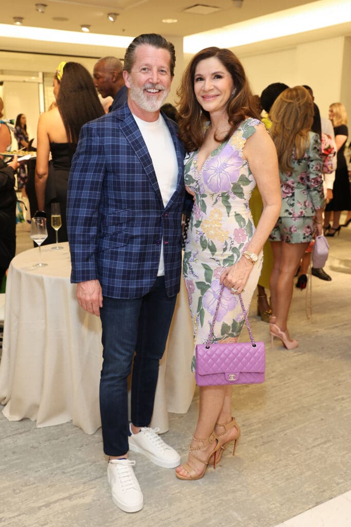 Mark Grace & Alex Blair at the PaperCity Philanthropy in Fashion Best Dressed announcement party at Neiman Marcus.  (Photo by Priscilla Dickson)