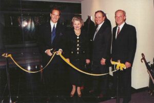 Crawford Brock, Caroline Rose Hunt, Neil Fox, and Jim Noack at a Stanley Korshak ribbon cutting ceremony. (Courtesy)