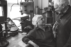 Sybil and David Yurman in the atelier at the Vestry Street headquarters, New York, 2023. (Photo by Norman Jean Roy)