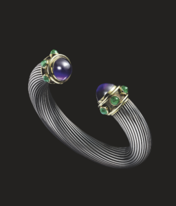 Renaissance silver and gold bracelet with amethyst and rhodolite garnets, 1979. (Photo by Nicholas Alan Cope)