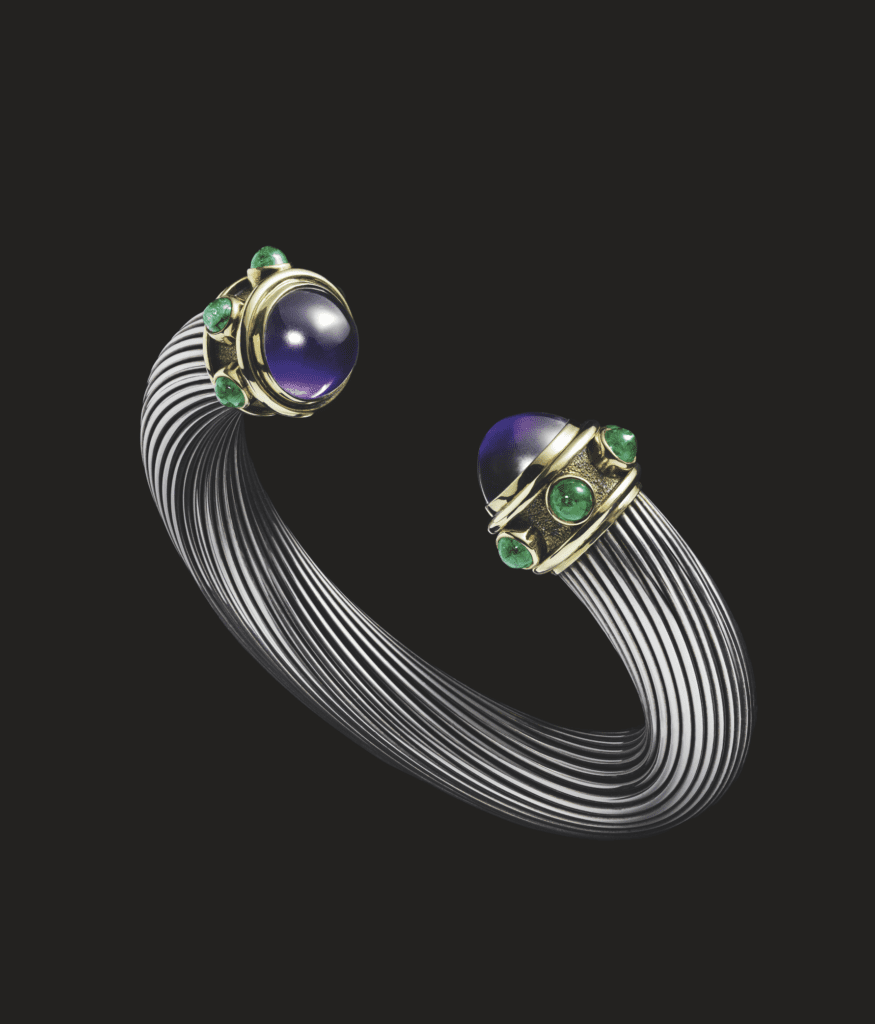 Renaissance silver and gold bracelet with amethyst and rhodolite garnets, 1979. (Photo by Nicholas Alan Cope)