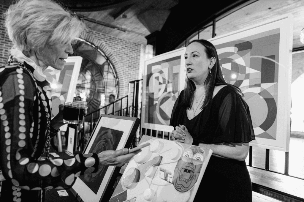 Judy Nyquist, Allison Lott at Rothko Chapel Inspirit Dinner (Photo by Hung L. Truong)