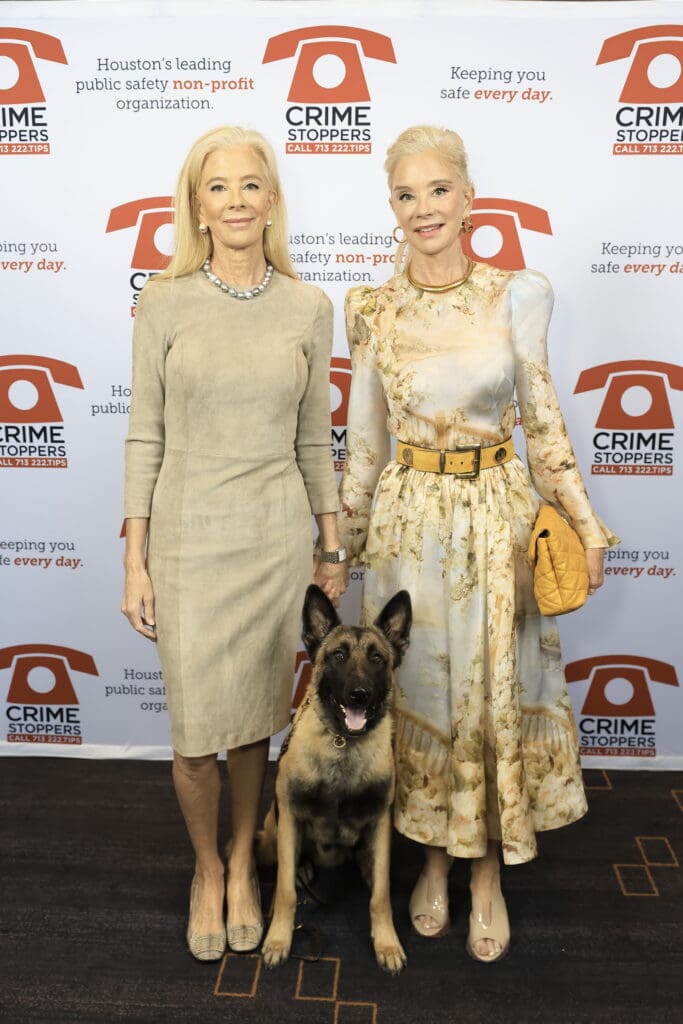 Tama Lundquist, K9 Rocky, Tena Lundquist Faust at Crime Stoppers of Houston's 'Houston Heroes' award luncheon.  (Photo by Quy Tran)