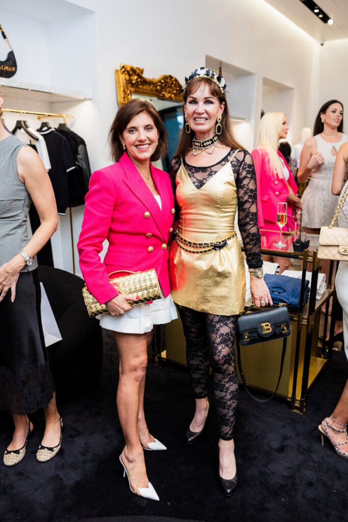 Stacey Lindseth, Beth Muecke at Balmain in River Oaks District saluting Operation Smile honorees. 