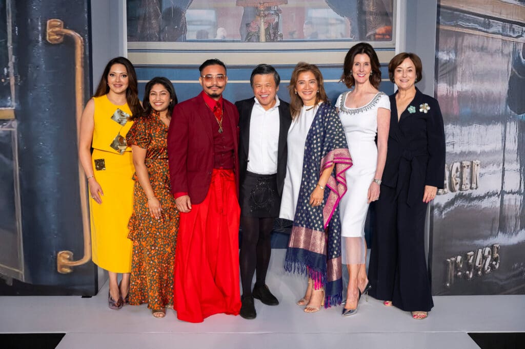 Rekha Muddaraj, Shazia Sultan, Danny Nguyen, Zang Toi, Bonna Kol, Phoebe Tudor, Leigh Smith at Asia Society Texas’ inaugural Runway to Asia (Photo by Annie Mulligan)