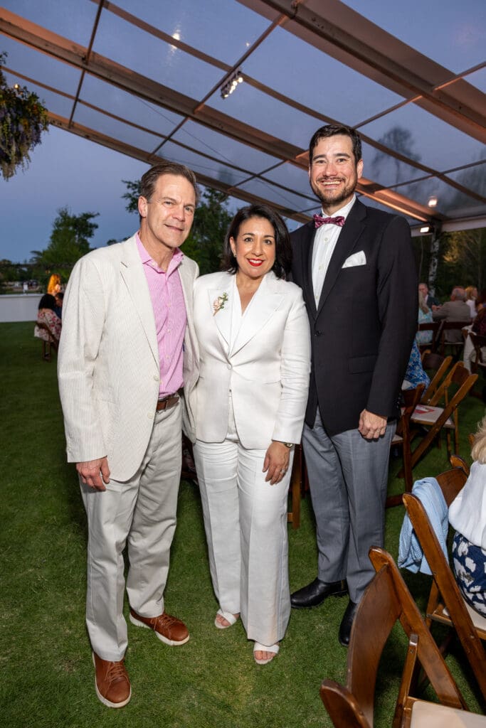Rob Saltiel, Veronica Chapa Gorczynski & John Gorczynski at the Memorial Park Conservancy gala.  (Photo by Jenny Antill )