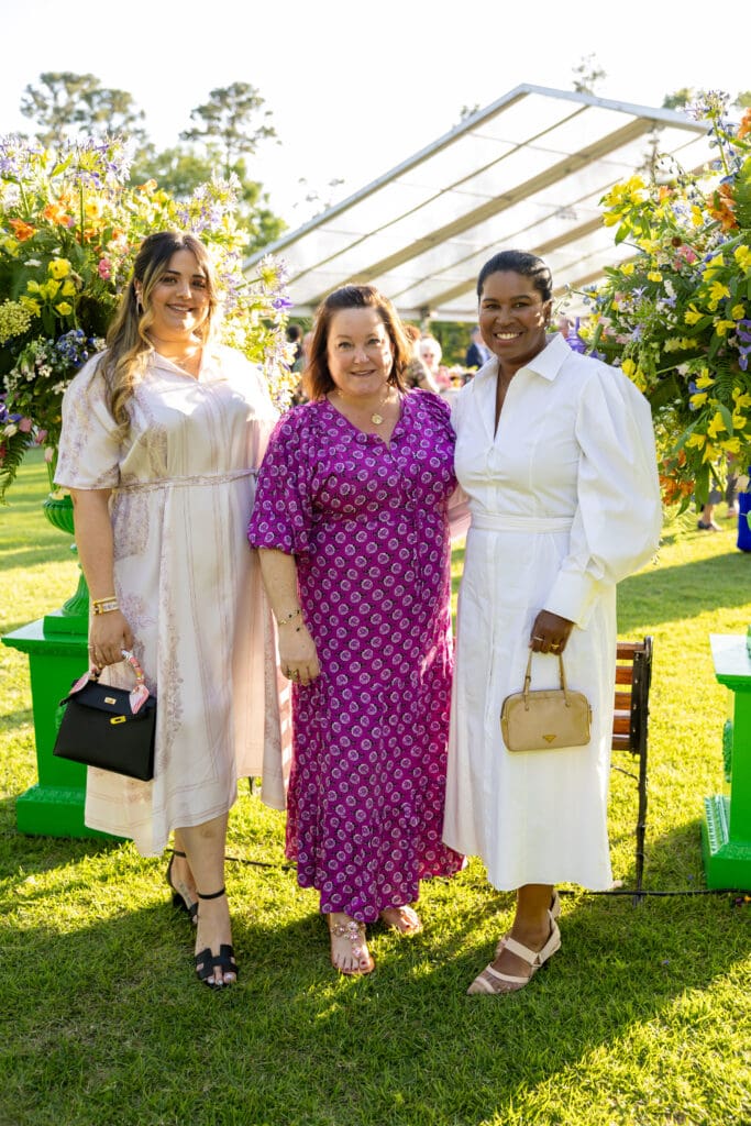 Mariah Bhatti, Jennifer Hazelton, Kristi Axel at the Memorial Park Conservancy gala.  (Photo by Jenny Antill )