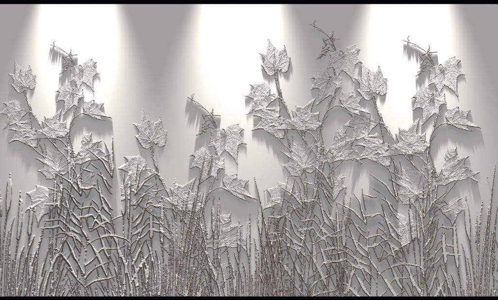 Brandon Mike installed a hand-carved plaster installation in the lobby of 2811 Maple.