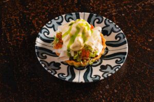 Buttered Onion Tart with Jumbo Crab at Barbacana