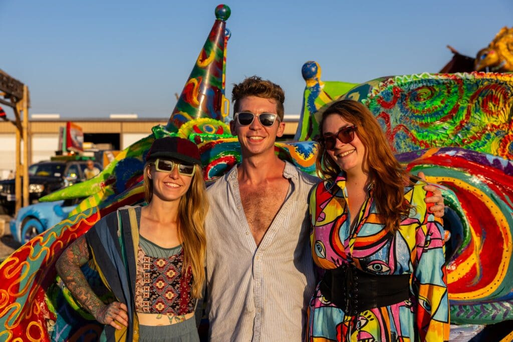 Claire Ploppet Johnson, Kyle & Alice Johnson at The Legendary Art Car Ball 2025 (Photo by Emily Jaschke)