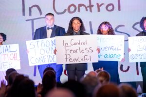 Covenant House Texas youth sharing their stories of triumph at Night of Broadway Stars (Katy Anderson)