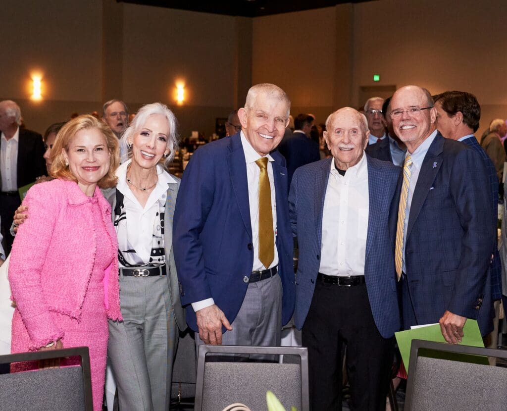 Heidi Cruz, Kim Marling, Jim McIngvale, Robert Marling Sr. and Robert Marling Jr. at the Children's Safe Harbor luncheon. (Courtesy of Derrick Bryant Photography)