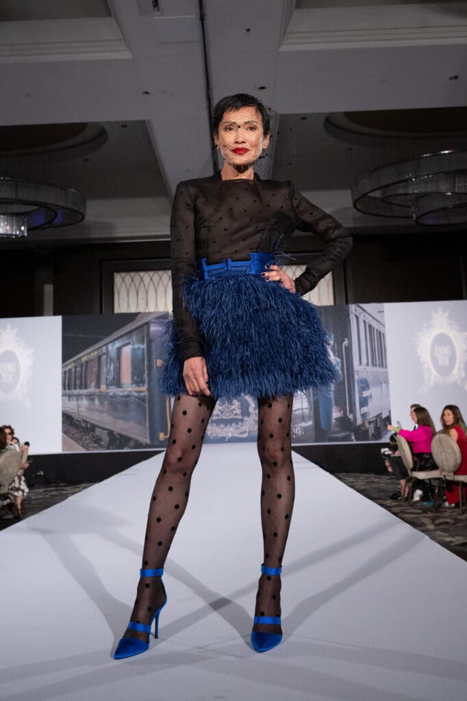 Duyen Nguyen on the catwalk at Asia Society Texas’ inaugural Runway to Asia, honoring international designer Zang Toi Photo by Wilson Parish)