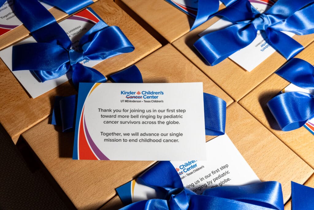 Gift boxes from the Kinder Children's Cancer Center speak to the promise of what is coming. (Photo by Jenny Antill)