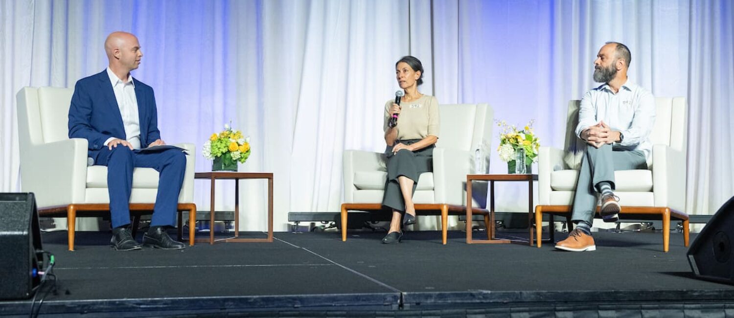 Moderator Amir Tibon, Honorees Rachel Goldberg-Polin & Jon Polin at the Holocaust Museum Houston Lyndon Baines Johnson Moral Courage Award Dinner (Photo by Jacob Power)