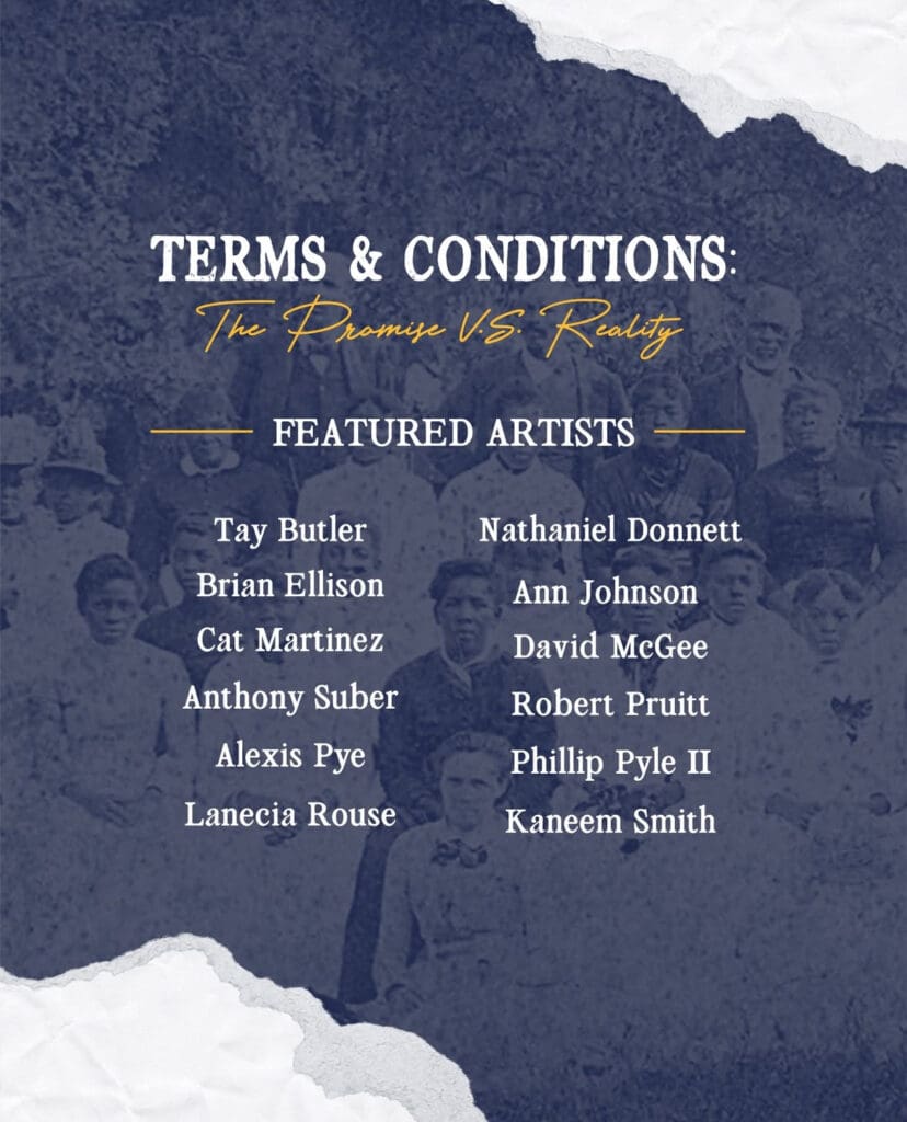 The Juneteenth-themed "Terms and Conditions" exhibition opens at Texas Southern Museum's University Museum on June 19, 2025 from 5:30-8:30 p.m. (Courtesy Seba R. Suber and the Buffalo Soldiers National Museum, Houston)