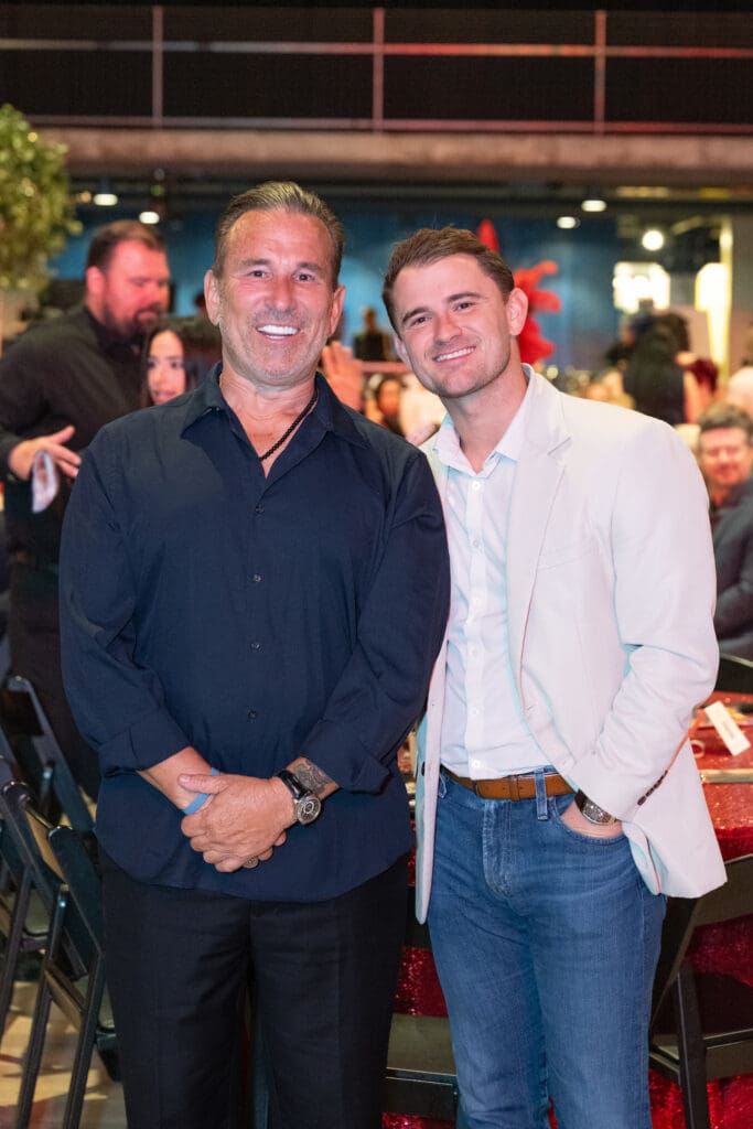 Jeff Quisenberry, Austin Quisenberry  at Victory's 'Moulin Rouge' gala (Photo by Wilson Parish)