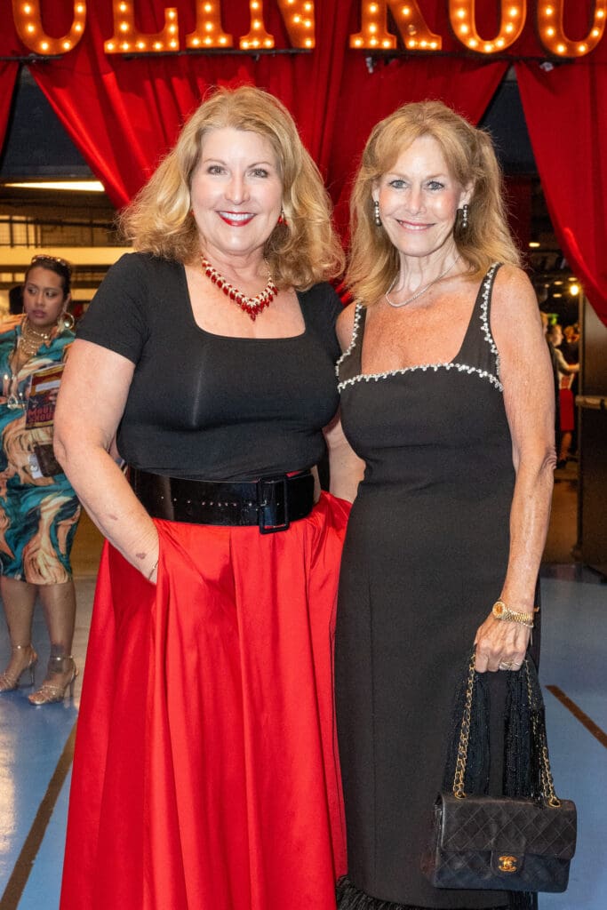 Mary Fusillo, Cheryl Byington at Victory's 'A Night at the Moulin Rouge' gala (Photo by Jacob Power)