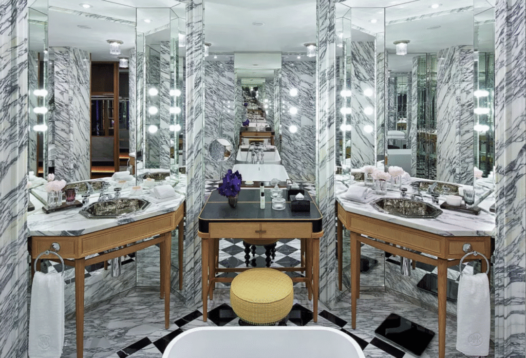 The lavish bathrooms at Rosewood Hong Kong contibute to an impeccable stay.