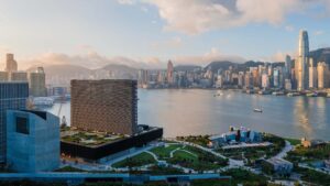 M+ Museum Hong Kong overlooking Victoria Harbor