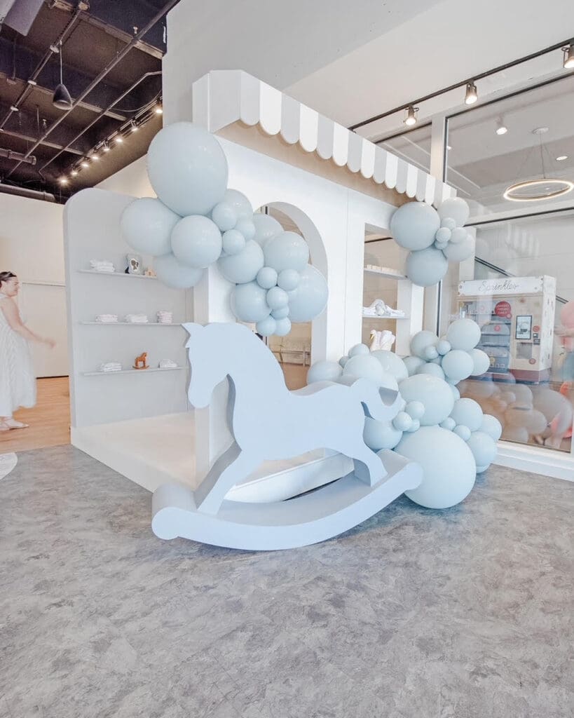 Woodlands Style House designed the interior of the Nestling Baby pop-up at Market Street. (Photo by Tara Flannery)
