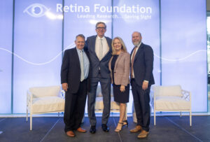 Jay Rosser, co-chair, Dr. Karl Csaky, Chief Medical and Executive Officer, Laurie Dotter, board chair, and Dan Hunt, co-chair (Photo by Sylvia Elzafon and Thomas Garza)