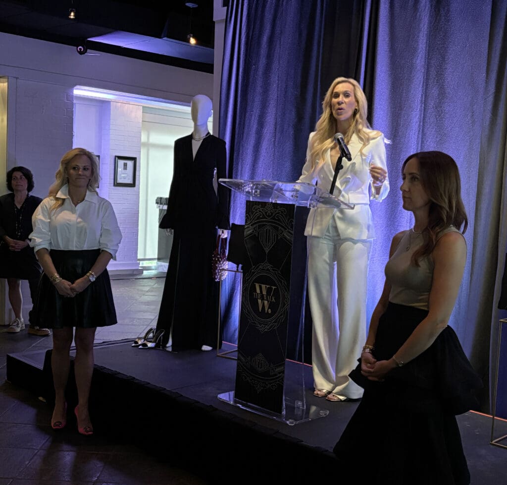 Carrie Greenberg and Kristen Byrnes stand with Missy Herndon. Greenberg and Byrnes are chairing The Walk gala for the third year in a row. (Photo by Laura Landsbaum)