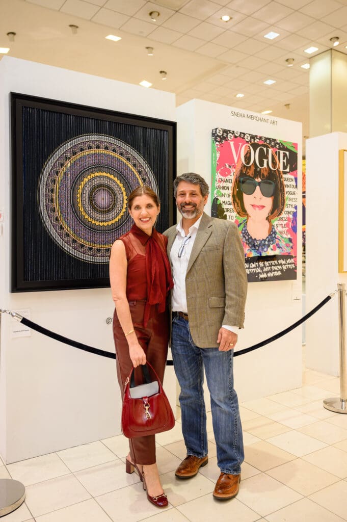 Stacey and Al Lindseth at Sneha Merchant Exhibition at Neiman Marcus (Photo by Si Vo Photography)