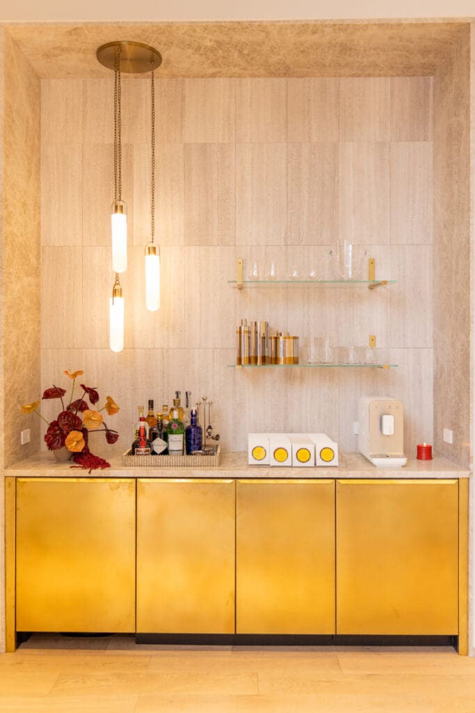 The coffee and cocktail bar in Frankel Design Build's new showroom (Photo by Chloe Kissner)