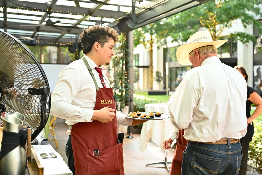 The patio at Bari in River Oaks District is setting for a GIF announcement party. (Photo by Alex Montoya)