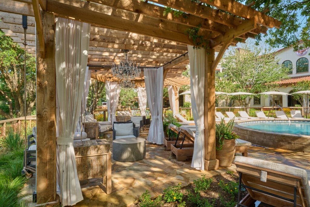 Hotel Drover's cabanas offer the perfect amount of shade and sun for a pool day. (Courtesy)