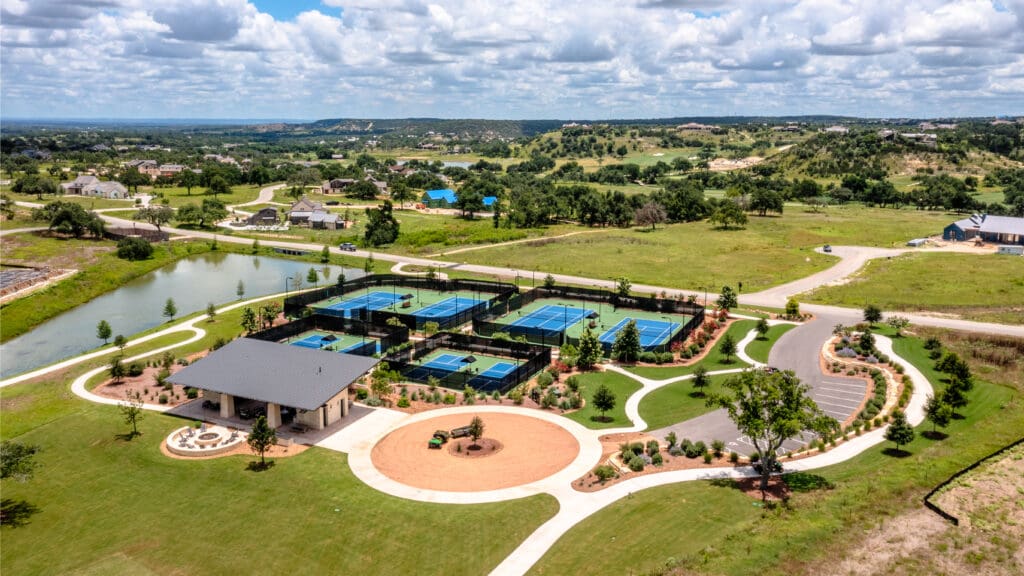Get into the pickleball and tennis fun on eight lighted courts. (Photo courtesy of Boot Ranch)