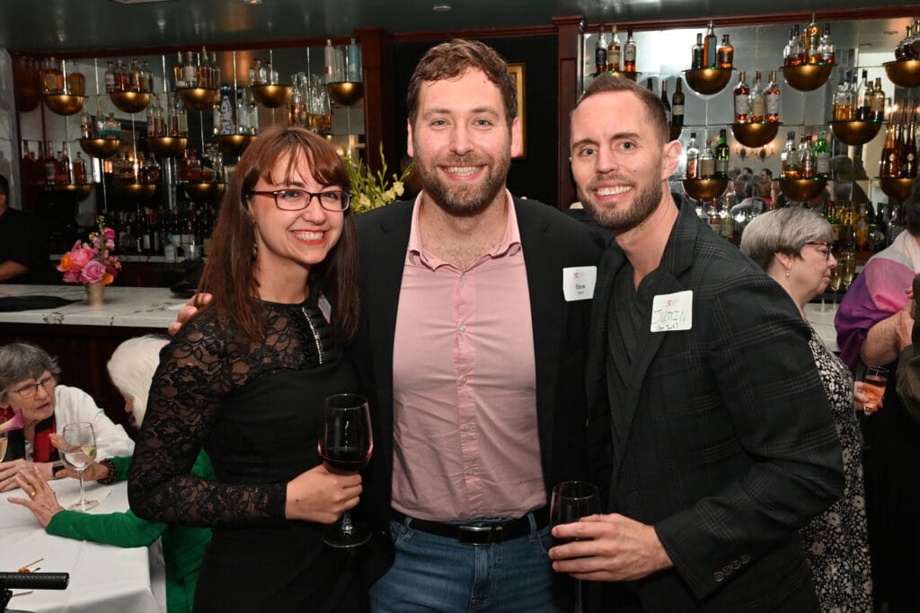Andreea Muț, Steve Martin, Justin Langham at the Houston Chamber Choir season finale party (Photo by Jeff Grass Photography)
