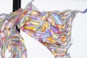 Holly Wong’s work, Spell Tapestry, on view at her Sacred Letters exhibition at  Ellio Fine Art