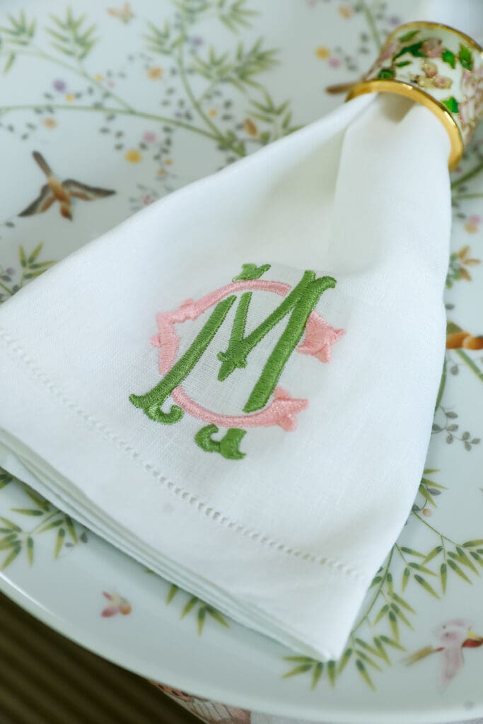 Birthday girl Heather Almond tapped DTLA Custom to create individually monogramed dinner napkins for each guest. (Photo by Priscilla Dickson)