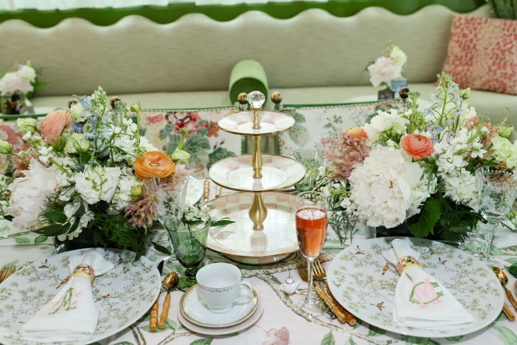  Mackenzie Childs tiered tea stands on the birthday tea party table (Photo by Priscilla Dickson)
